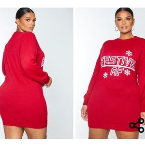 🎉CLOSET BLOWOUT🎉Pretty Little Thing “Festive Af” sweater dress